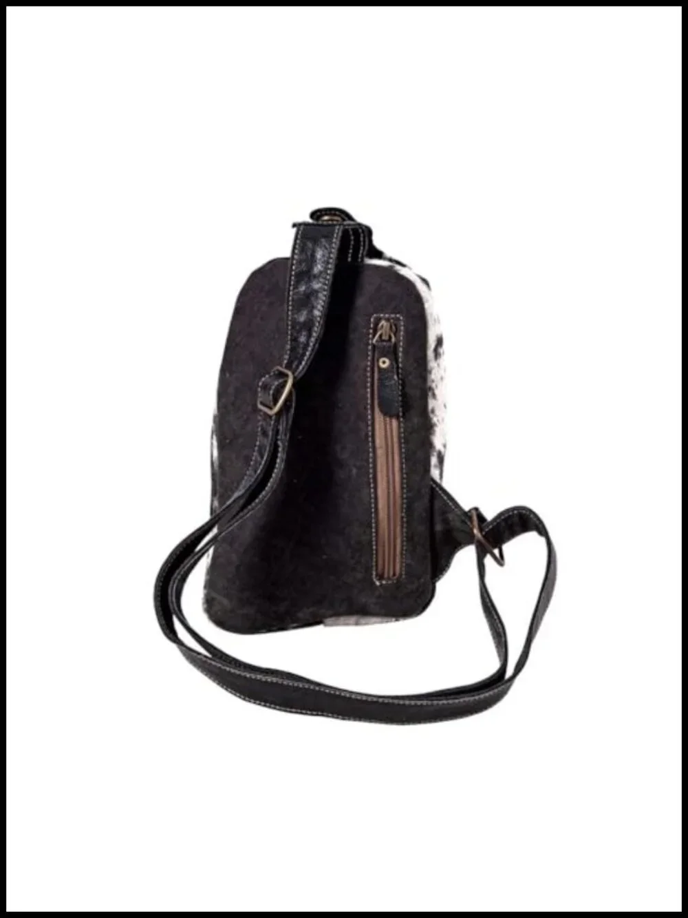 Upcycled Canvas Hairon Leather Crossbody Sling Bag